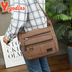 Casual Canvas Shoulder Bag For Women Multi-layer Messenger Bag Crossbody Handbag