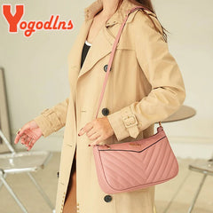Embroidered Thread Phone Bag PU Leather Shoulder Crossbody Bags