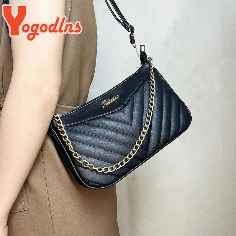 Embroidered Thread Phone Bag PU Leather Shoulder Crossbody Bags