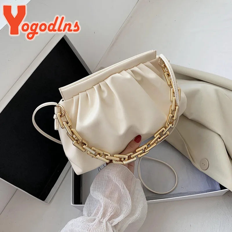Pleated Cloud Bag Leather Crossbody Bag for Women