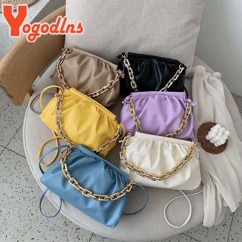 Pleated Cloud Bag Leather Crossbody Bag for Women