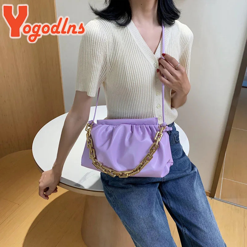 Pleated Cloud Bag Leather Crossbody Bag for Women