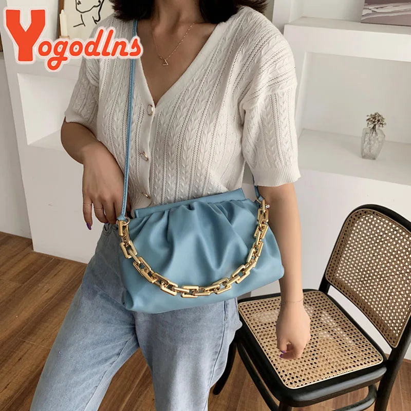 Pleated Cloud Bag Leather Crossbody Bag for Women
