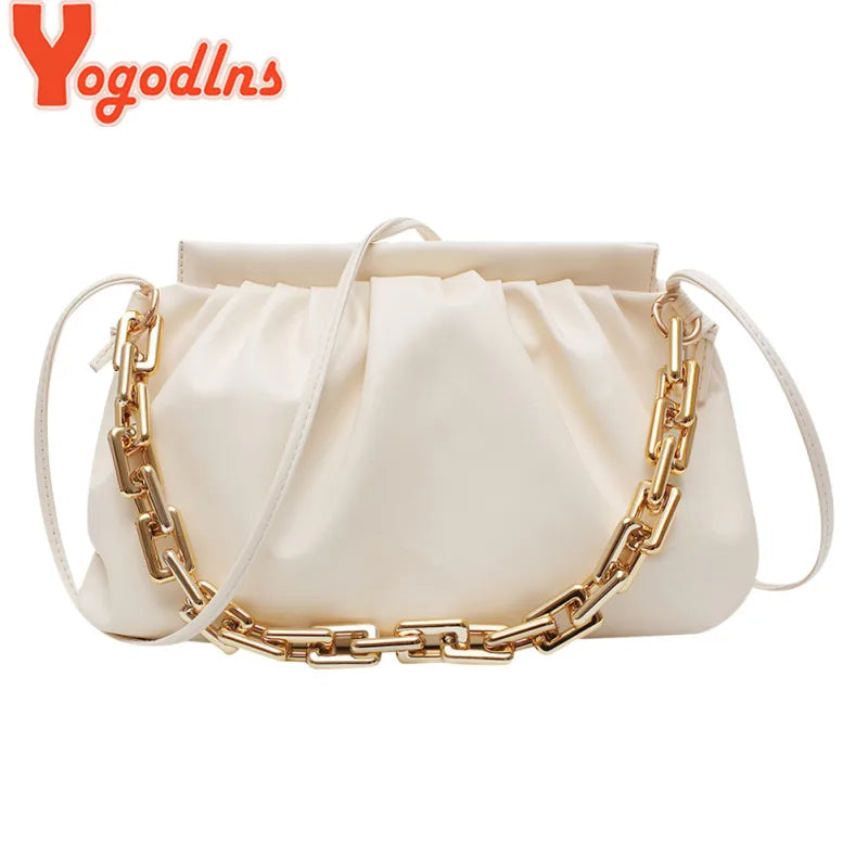 Pleated Cloud Bag Leather Crossbody Bag for Women