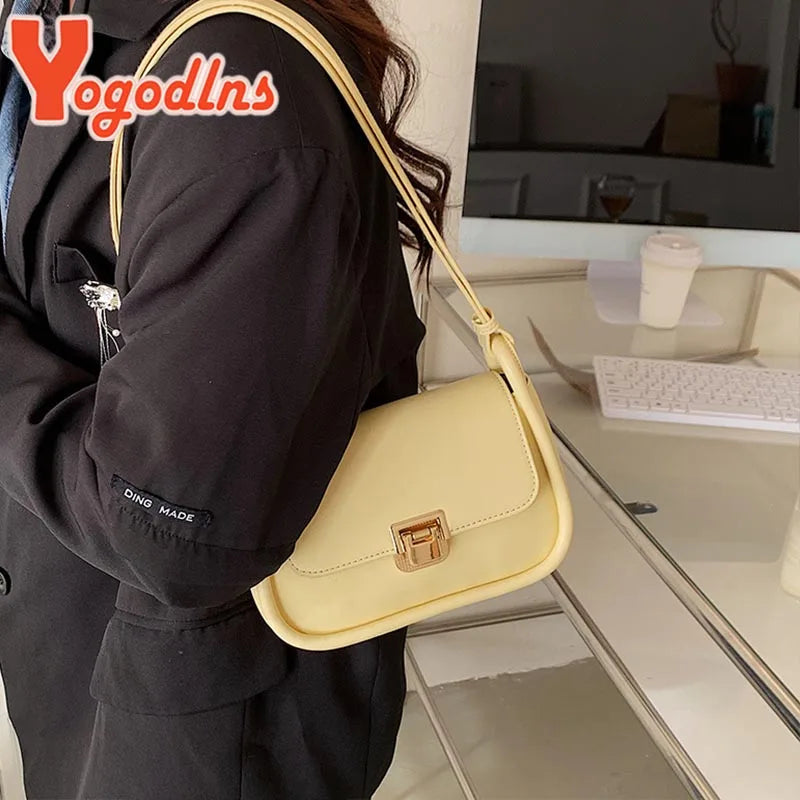 Flap Shoulder Bag Lock Crossbody Candy Handbag