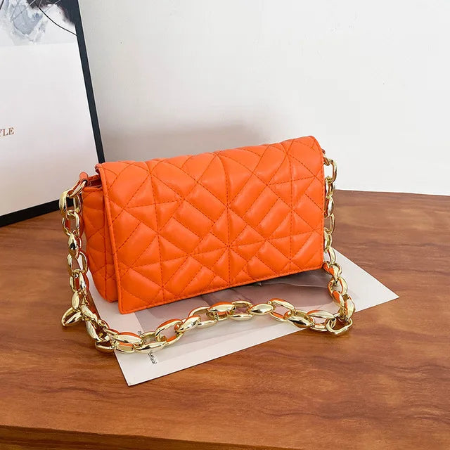 Lozenge Shoulder Bag for Women Thick Chains Crossbody Bag