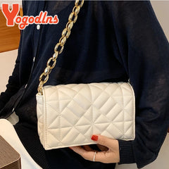 Lozenge Shoulder Bag for Women Thick Chains Crossbody Bag