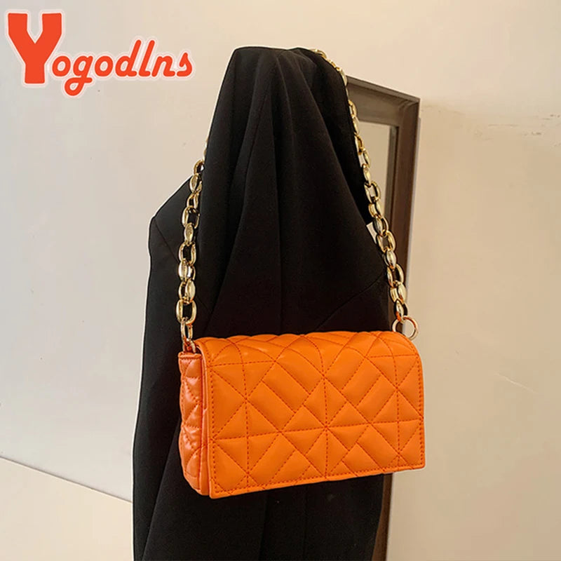 Lozenge Shoulder Bag for Women Thick Chains Crossbody Bag
