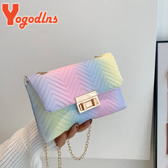 Rainbow PU Leather Shoulder Bag For Women Crossbody Bag