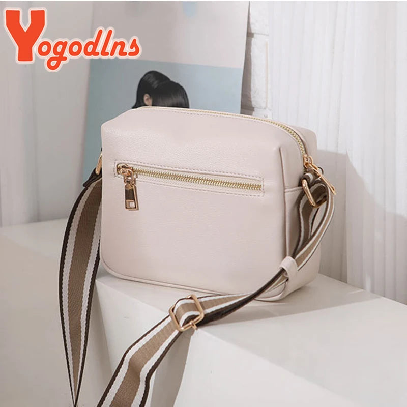 Small Square PU Leather Shoulder Bag with Wide Strap Crossbody Tote Handbag
