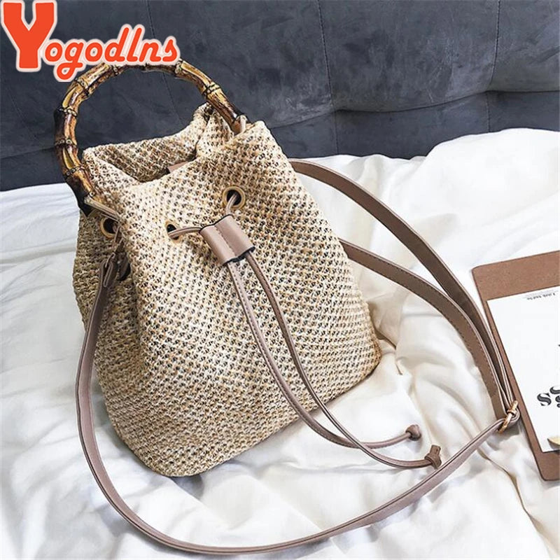 Women Straw Beach Bag Crossbody Shoulder Rattan Messenger Bag