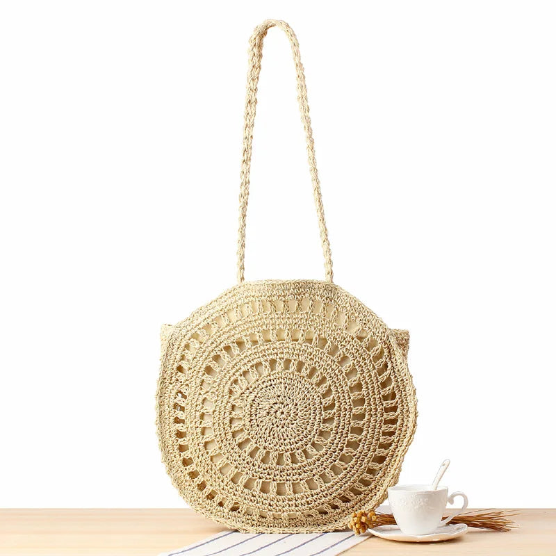 Woven Straw Shoulder Bag Large Capacity Beach Tote
