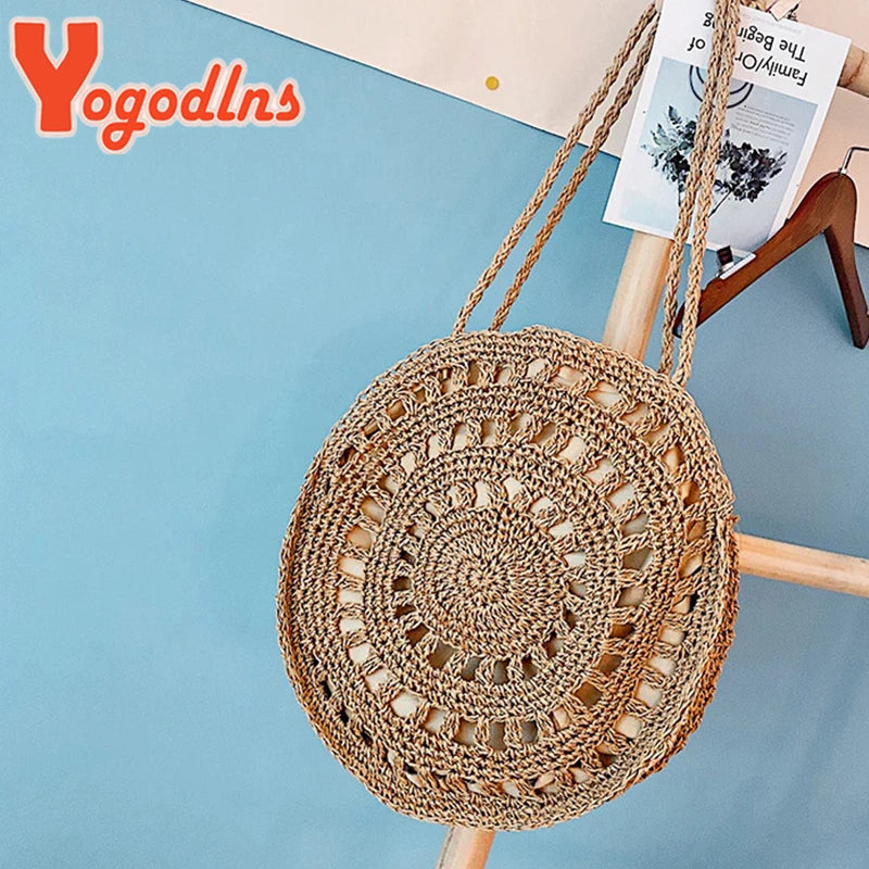 Woven Straw Shoulder Bag Large Capacity Beach Tote
