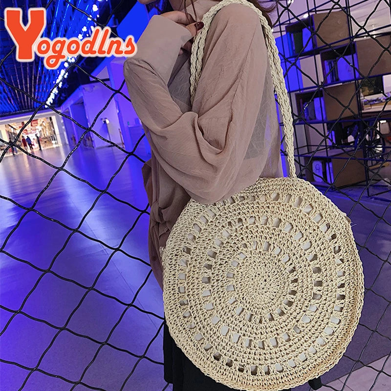 Woven Straw Shoulder Bag Large Capacity Beach Tote