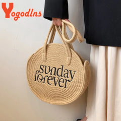 Straw Beach Tote Bag with Large Capacity