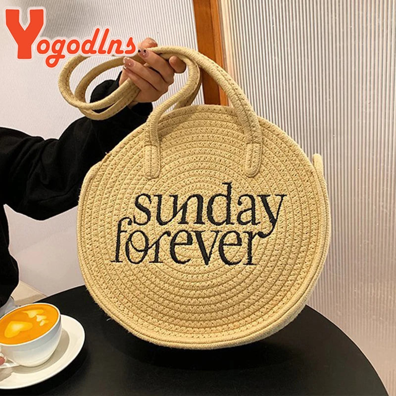 Straw Beach Tote Bag with Large Capacity