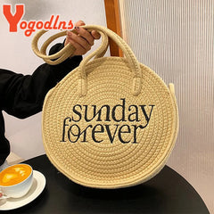 Straw Beach Tote Bag with Large Capacity