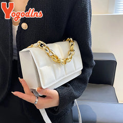 Plaid Shoulder Messenger Bag Crossbody Chains Flap Square