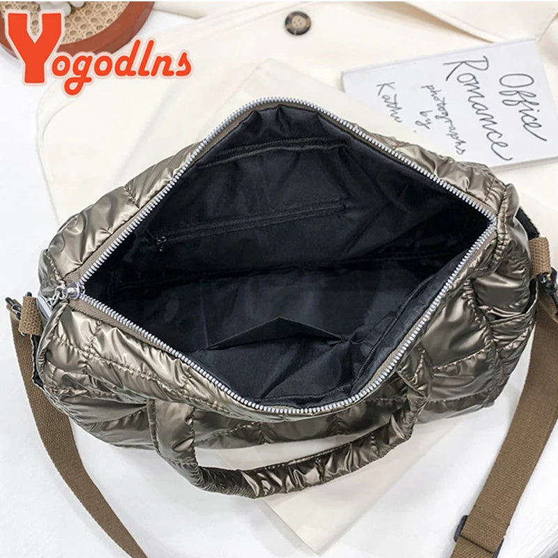 Space Padded Cotton Handbag Big Capacity Shoulder Bag Waterproof Nylon Bag