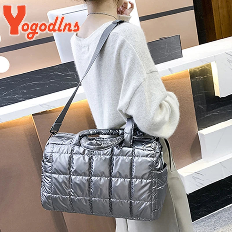 Space Padded Cotton Handbag Big Capacity Shoulder Bag Waterproof Nylon Bag