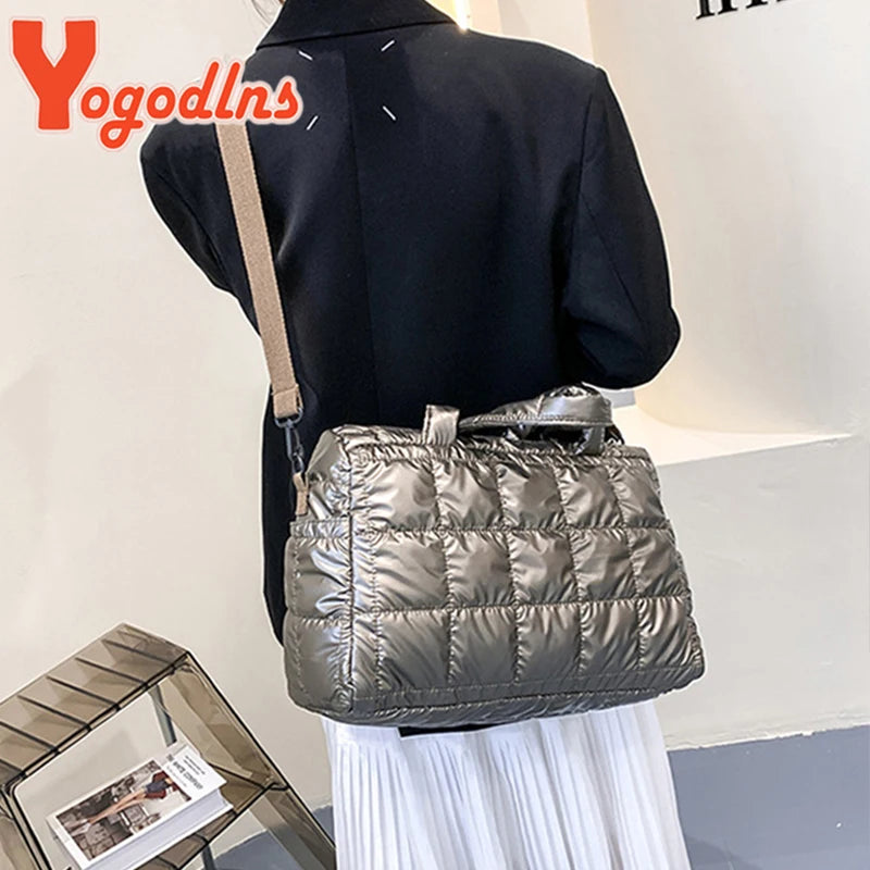 Space Padded Cotton Handbag Big Capacity Shoulder Bag Waterproof Nylon Bag