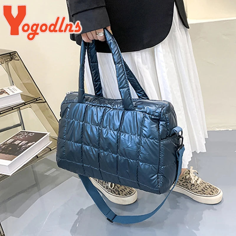 Space Padded Cotton Handbag Big Capacity Shoulder Bag Waterproof Nylon Bag