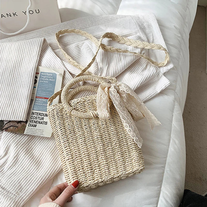 Woven Rattan Bag Round Handle Shoulder Bag