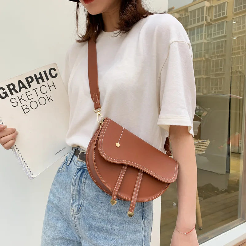 Yogodlns Retro Saddle Shoulder Bag Female Crossbody Bag
