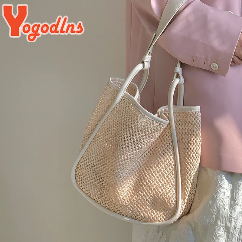 Women's Straw Shoulder Bag Large Capacity Travel Beach Tote