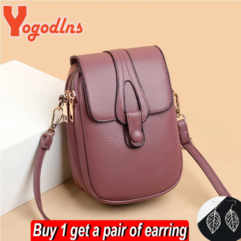 Women's PU Leather Crossbody Shoulder Bag Multi-layer Handbag Purse