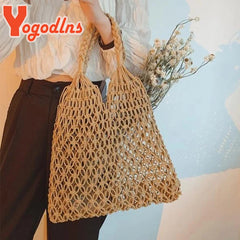 Summer Straw Bag Female Large Capacity Handle Bag Casual Beach Totes Bag