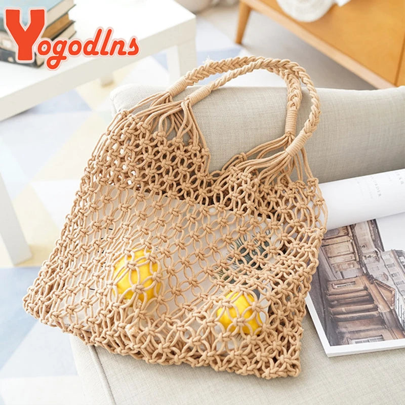 Summer Straw Bag Female Large Capacity Handle Bag Casual Beach Totes Bag