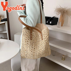 Summer Hollow Out Straw Bag Women Large Capacity Shoulder Bag