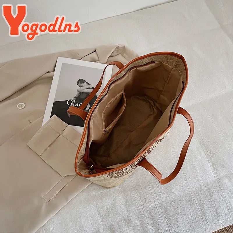 Summer Straw Beach Bag Round Shape Hollow Shoulder Messenger Crossbody Bag