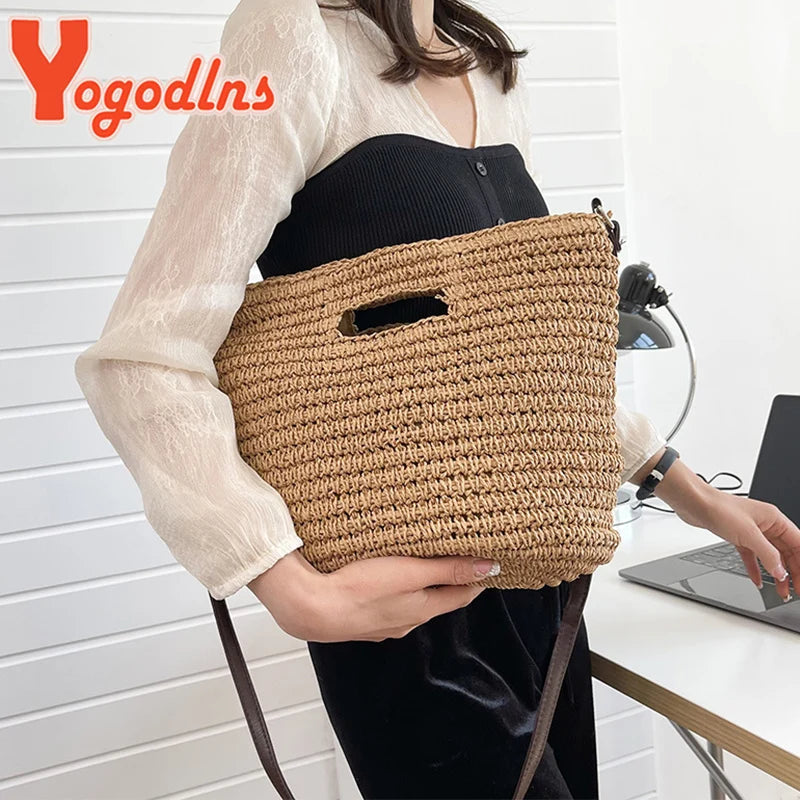 Straw Handle Bag for Women Large Shoulder Beach Christmas Gift