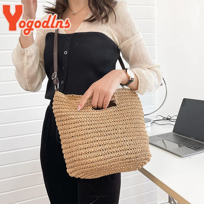 Straw Handle Bag for Women Large Shoulder Beach Christmas Gift