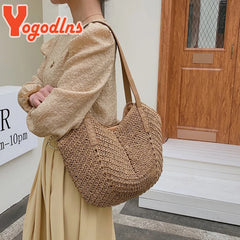 Summer Straw Shoulder Bag Rattan Beach Bags Large Capacity Armpit Bag