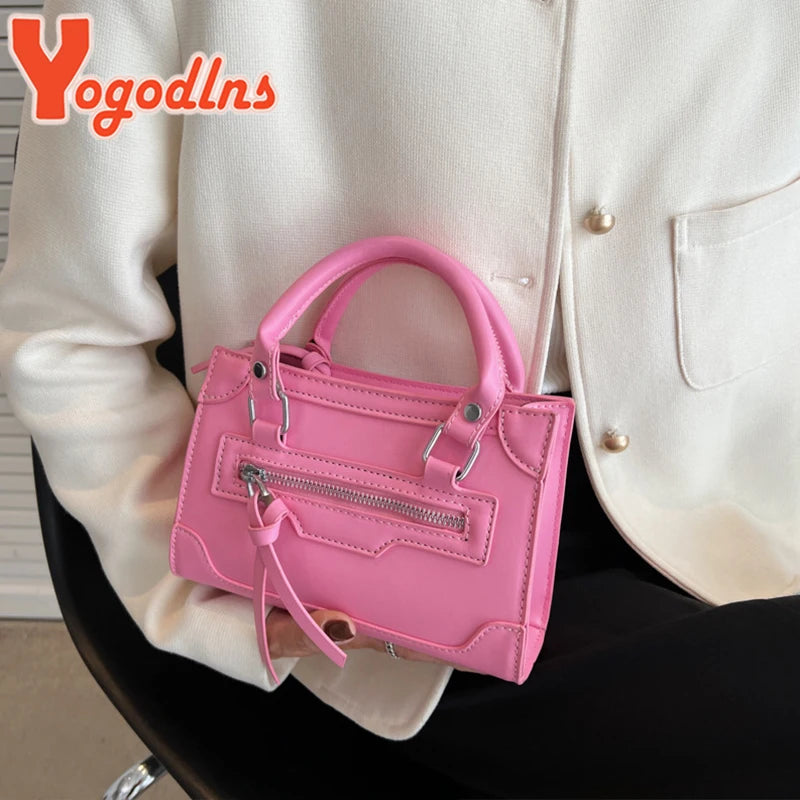 Texture Zipper Square Crossbody Bag for Women