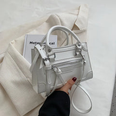 Texture Zipper Square Crossbody Bag for Women