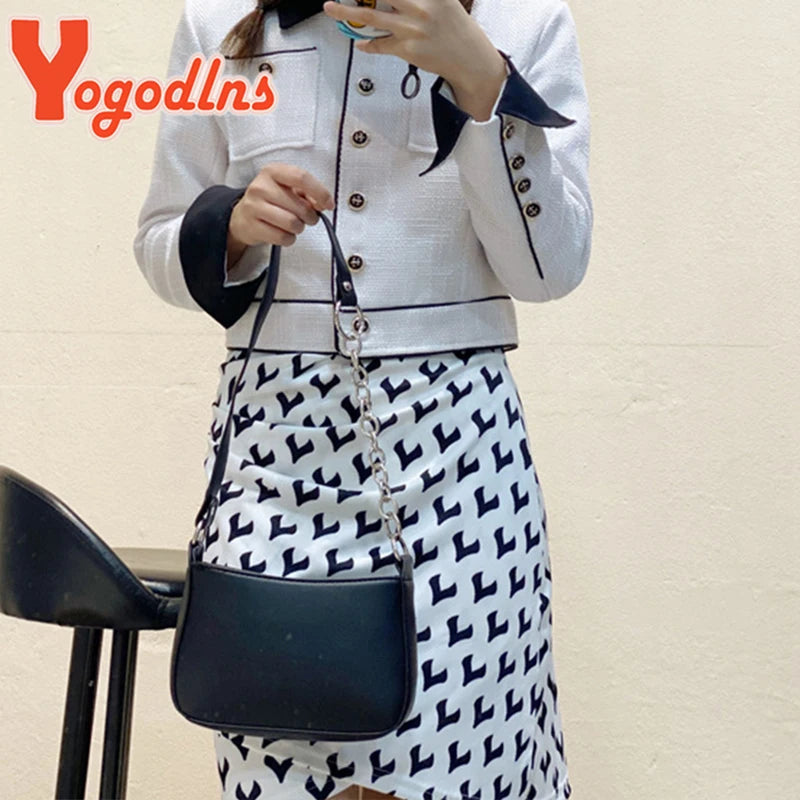 Women Shoulder Bag Underarm Handbag Solid Color Totes Bag