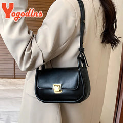Women PU Leather Crossbody Bag Flap Small Square Bag Solid Underarm Bag