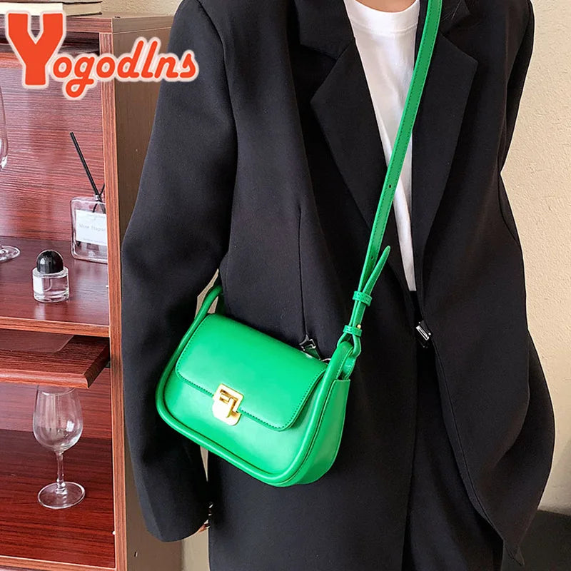 Women PU Leather Crossbody Bag Flap Small Square Bag Solid Underarm Bag