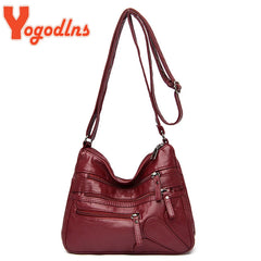 Vintage Shoulder Bag Women PU leather Crossbody Bag Large Capacity