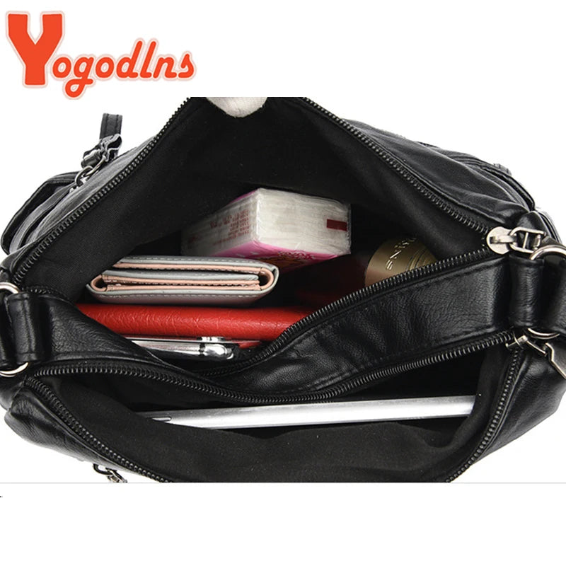Vintage Shoulder Bag Women PU leather Crossbody Bag Large Capacity