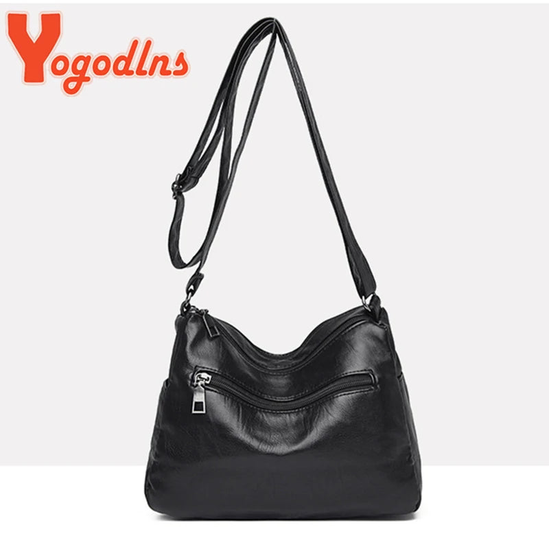 Vintage Shoulder Bag Women PU leather Crossbody Bag Large Capacity