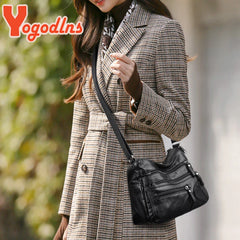 Vintage Shoulder Bag Women PU leather Crossbody Bag Large Capacity