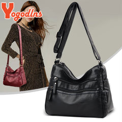 Vintage PU Leather Crossbody Bag Large Capacity Lady Handbag