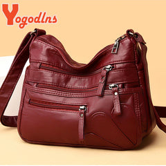 Vintage PU Leather Crossbody Bag Large Capacity Lady Handbag