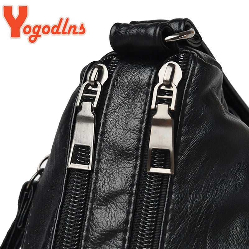 Vintage PU Leather Crossbody Bag Large Capacity Lady Handbag