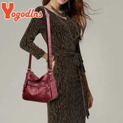 Vintage PU Leather Crossbody Bag Large Capacity Lady Handbag